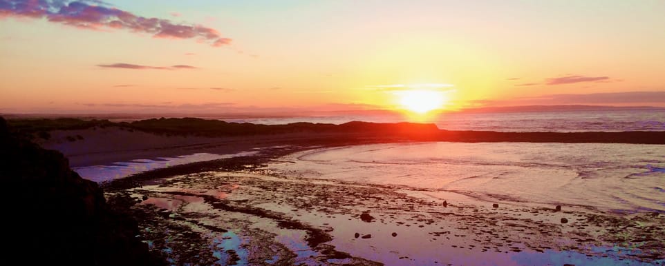 Holy Island sunset on the beach
