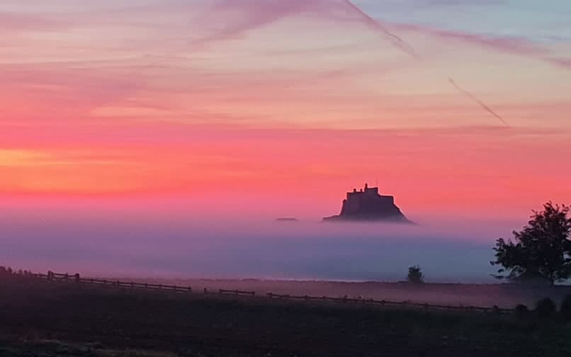 Lindisfarne Castle in the mists